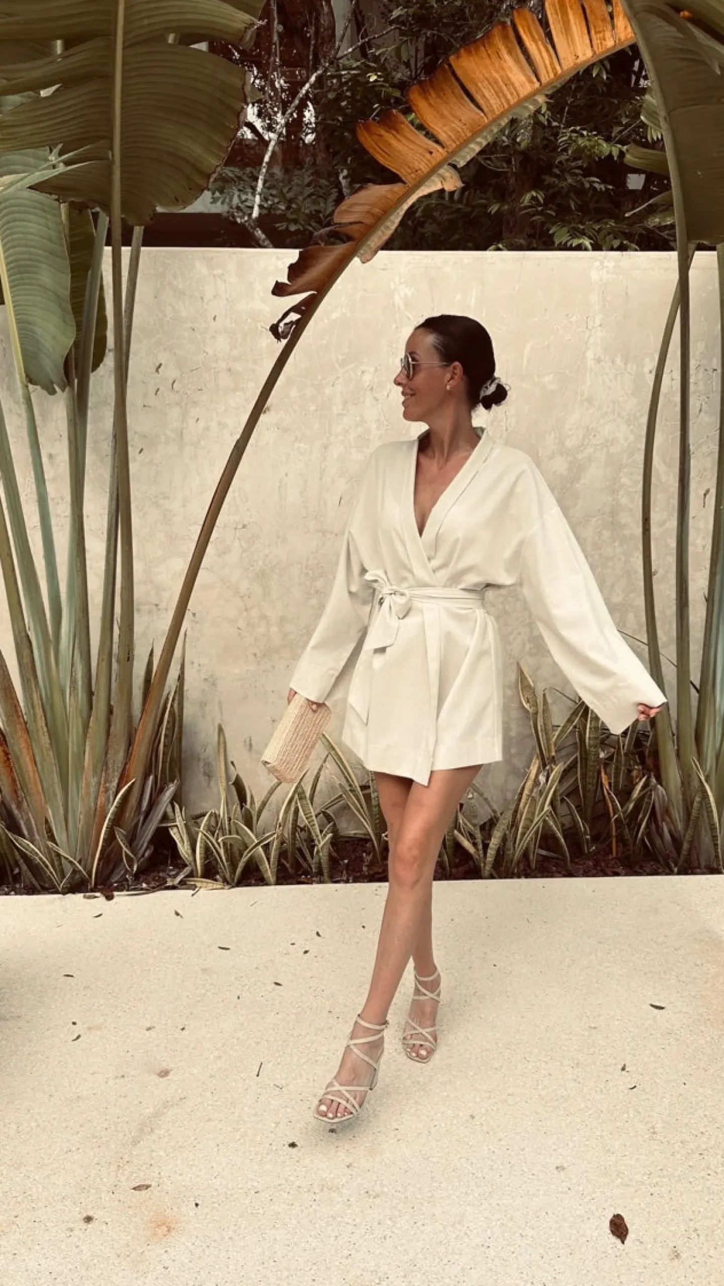 ALEJANDRA BEIGE LINEN KIMONO DRESS