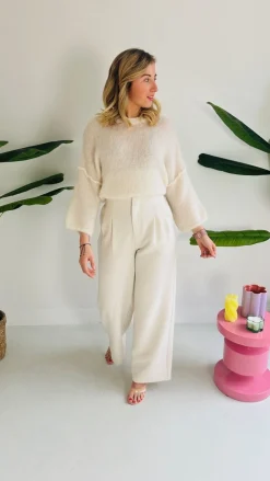 AVA WHITE MOHAIR PULLOVER