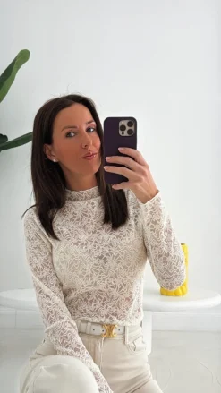 BEAU ECRU LACE LONGSLEEVE TOP