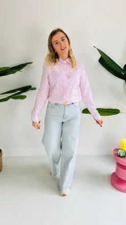 BELLA-ROSE PINK STRIPED BLOUSE