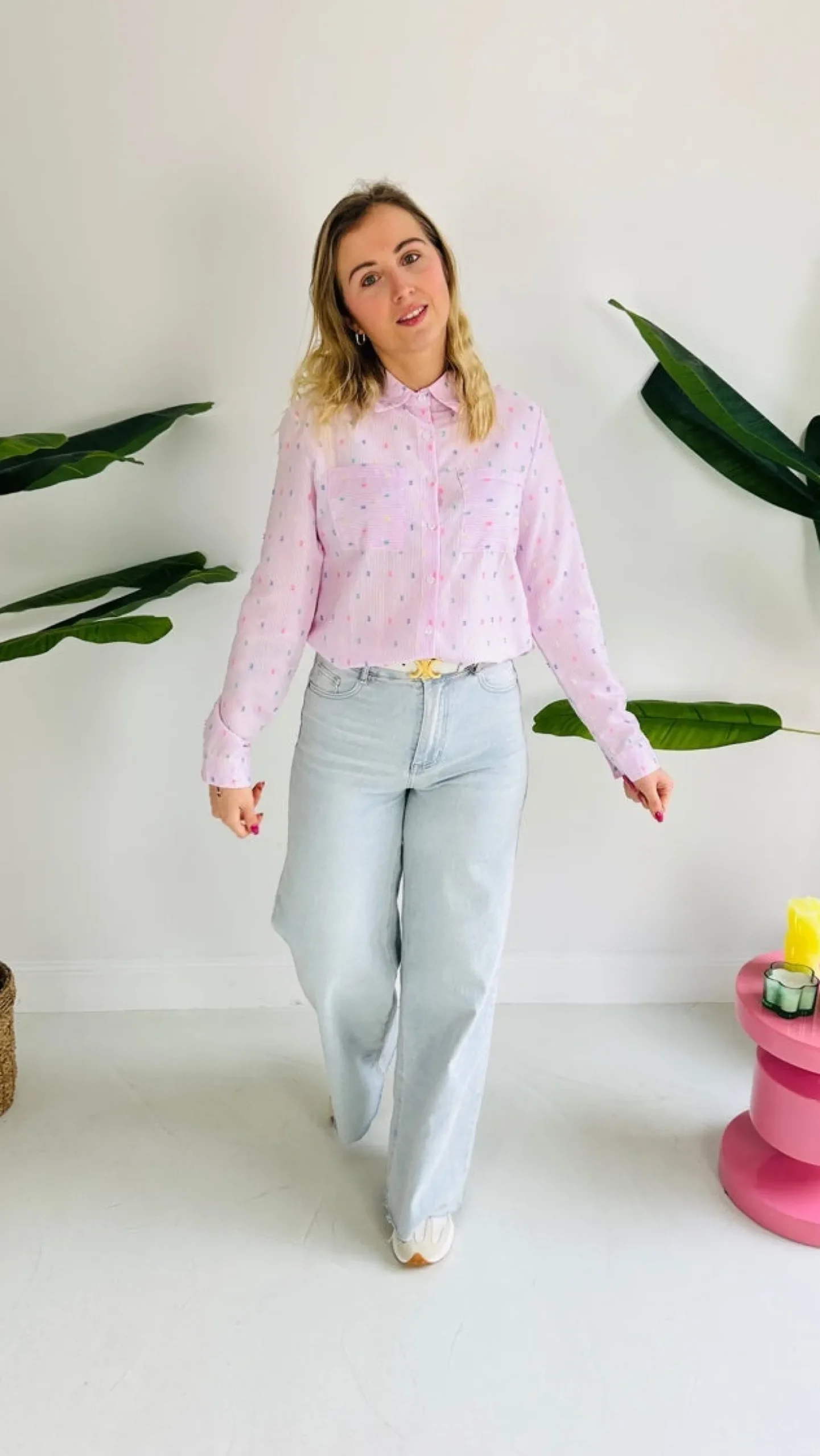 BELLA-ROSE PINK STRIPED BLOUSE