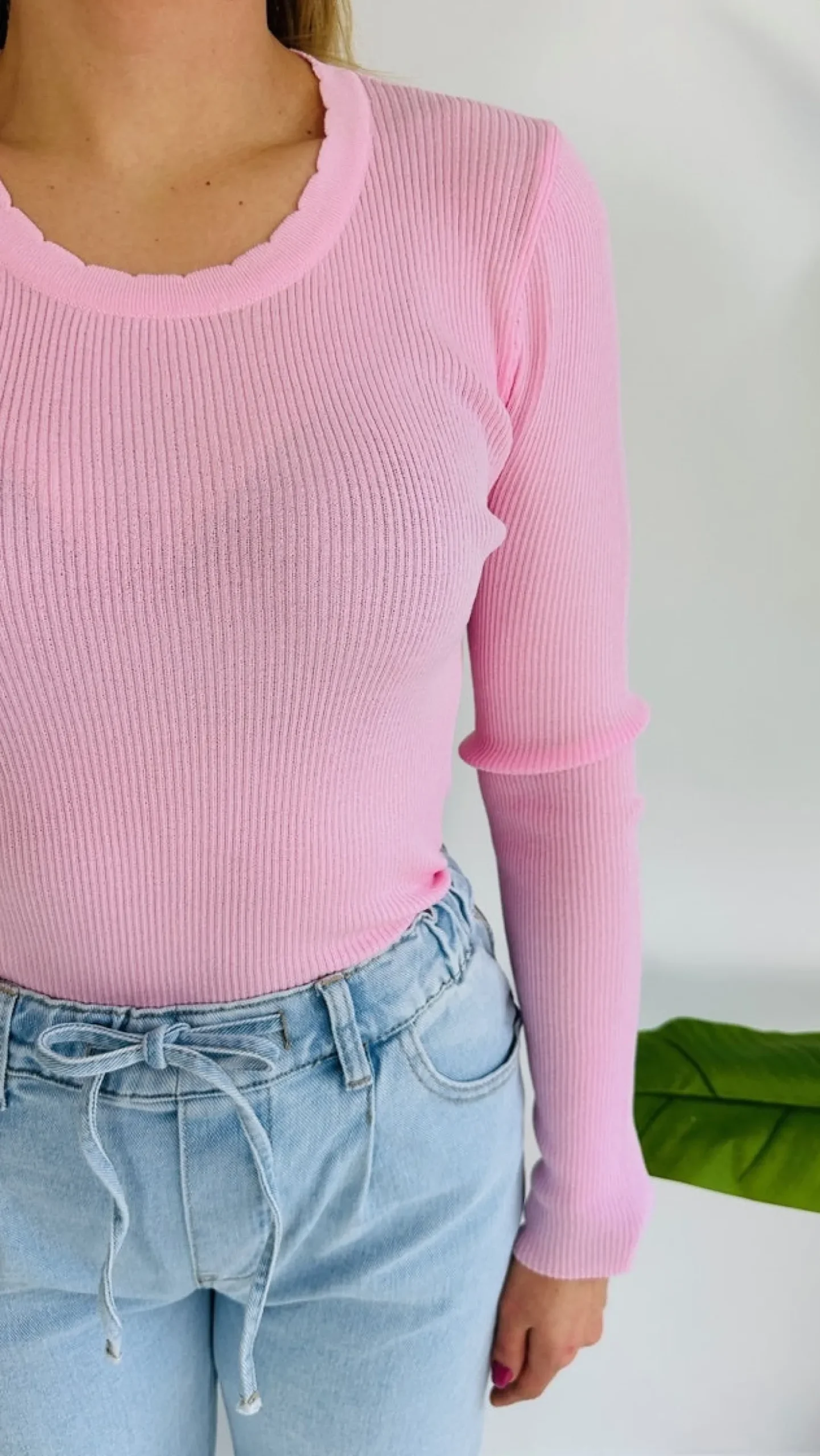 BRISA PINK RIBBED PULL