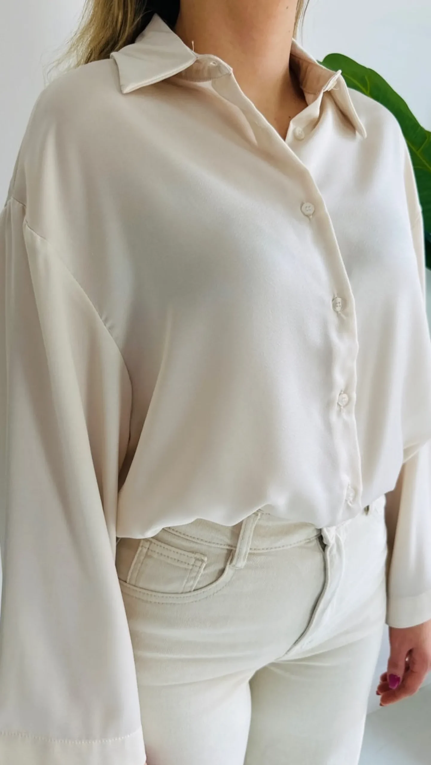 BROOKE ECRU SATIN BLOUSE
