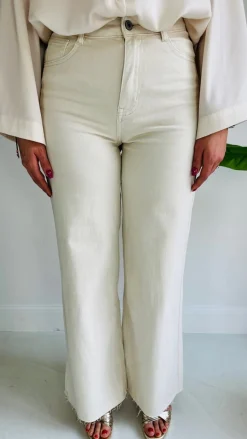 ECRU WIDE LEG JEANS 8555-3