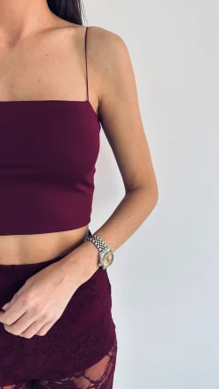 ELSIE BURGUNDY STRAPS TOP