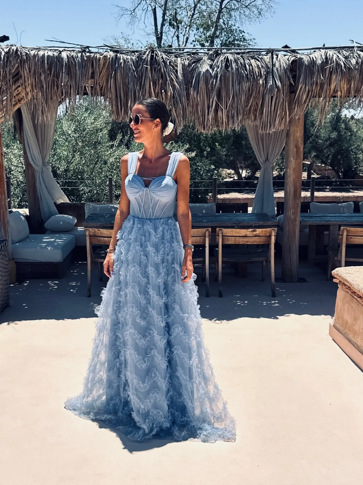 FALIZE BLUE CORSET TULLE DRESS