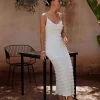 IMANE ECRU RUFFLE DRESS