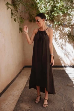 JABADOR BROWN LINEN DRESS