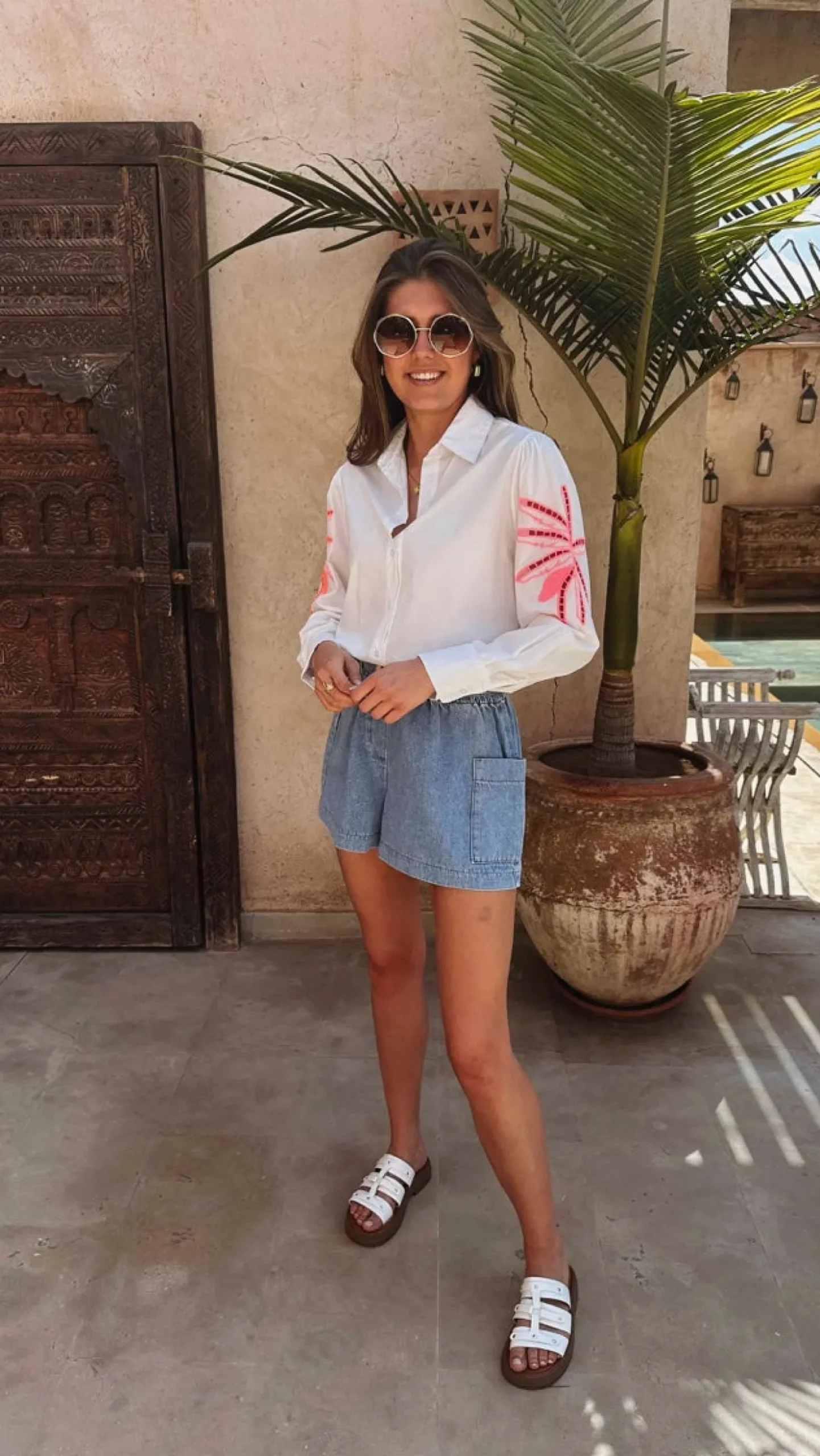 JOUMANA WHITE PALMTREE BLOUSE