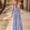 MEKNES BLUE STRIPED DIAMOND DRESS