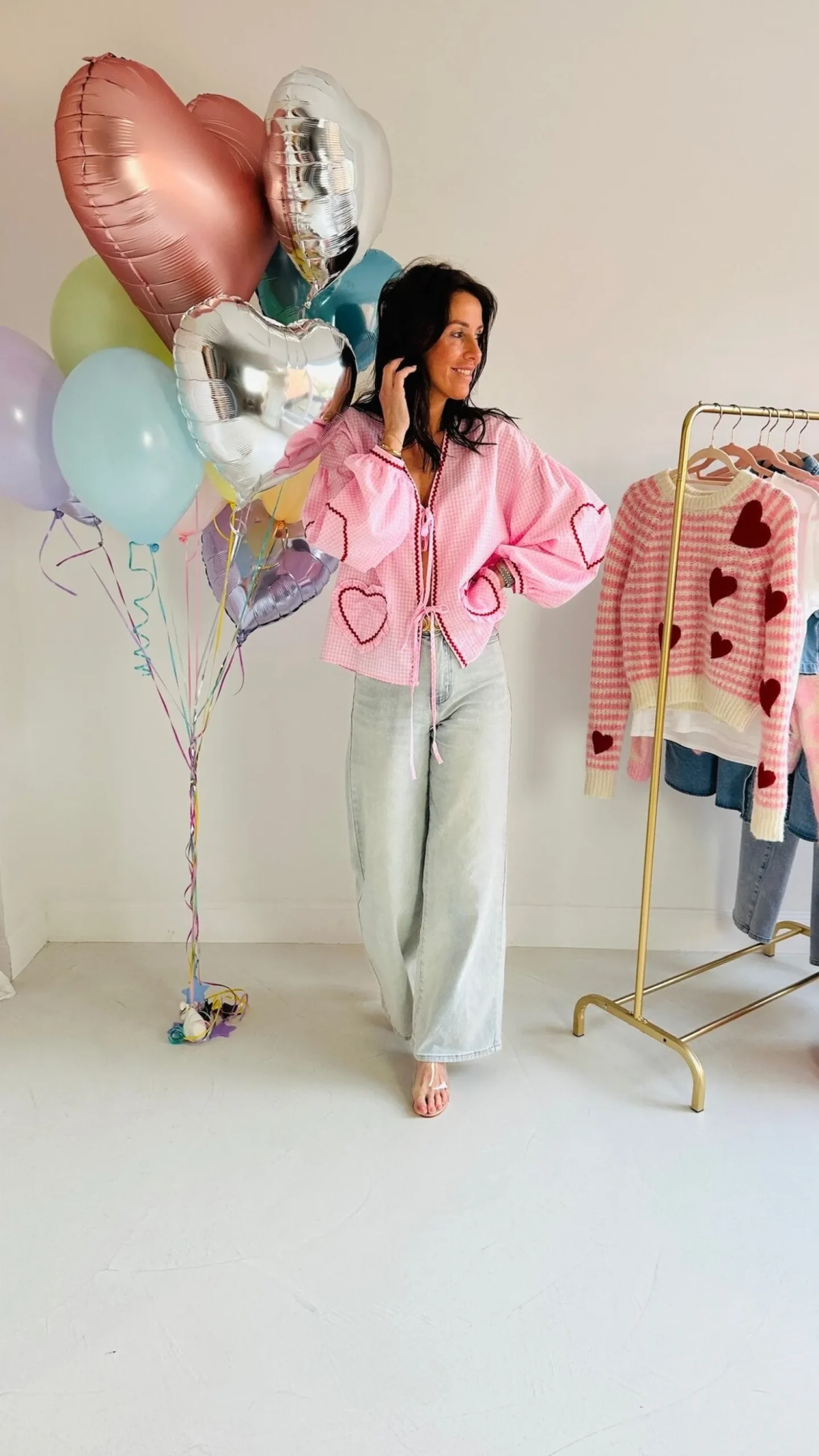 PINK CHECKERED HEARTS BLOUSE