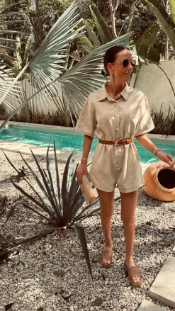 RAFAELA BEIGE DENIM PLAYSUIT
