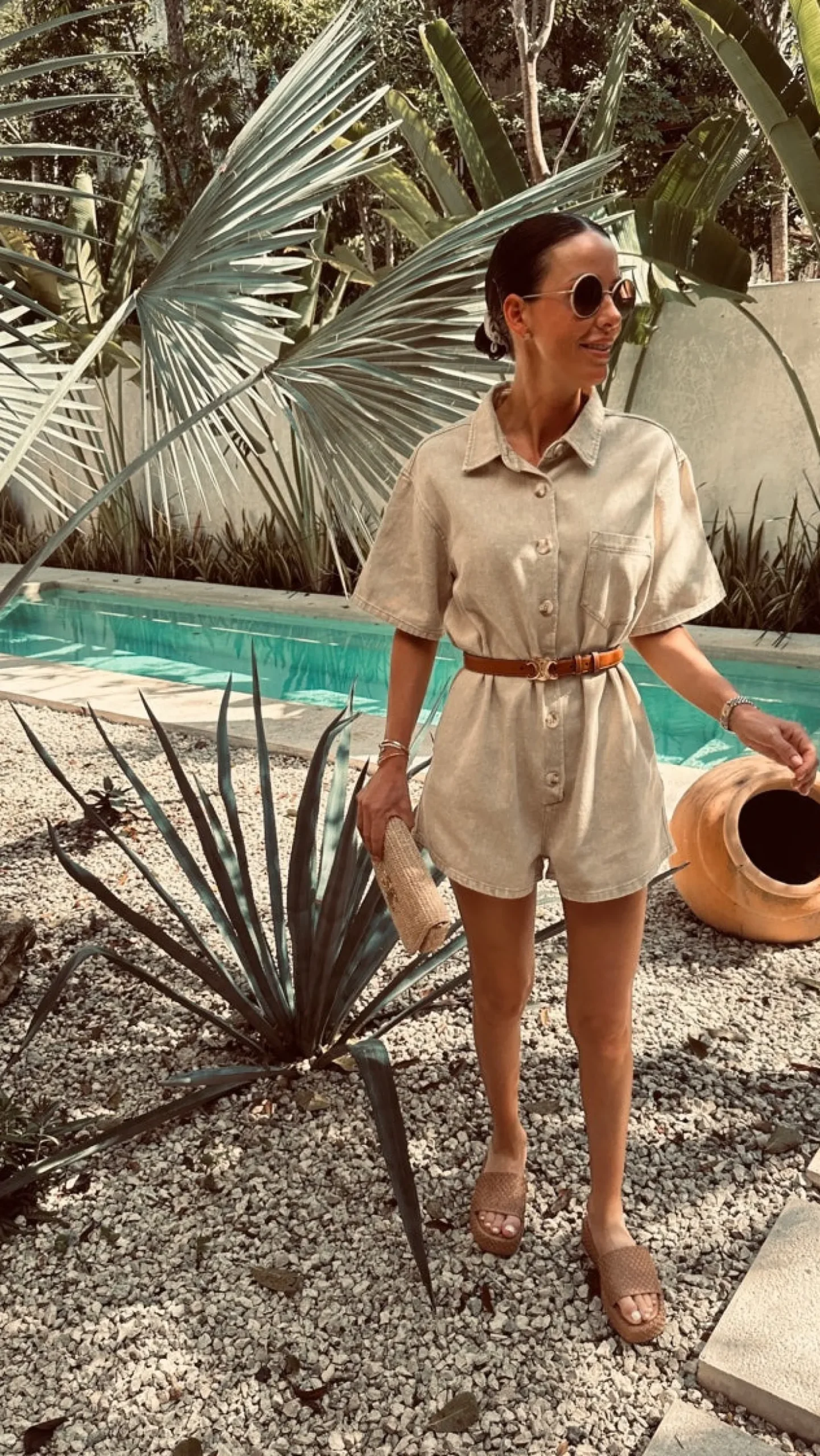 RAFAELA BEIGE DENIM PLAYSUIT