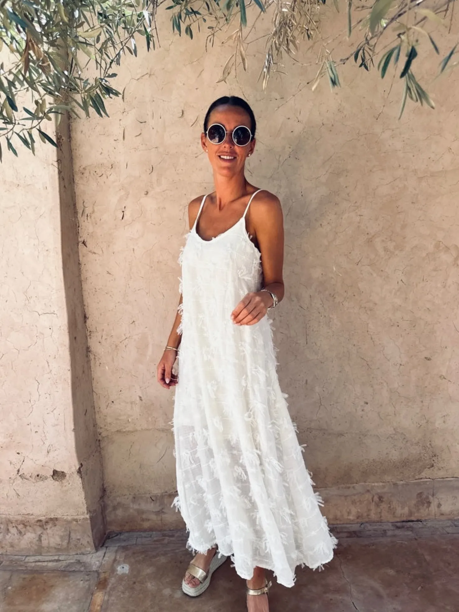 RASHA WHITE RUFFLE DRESS