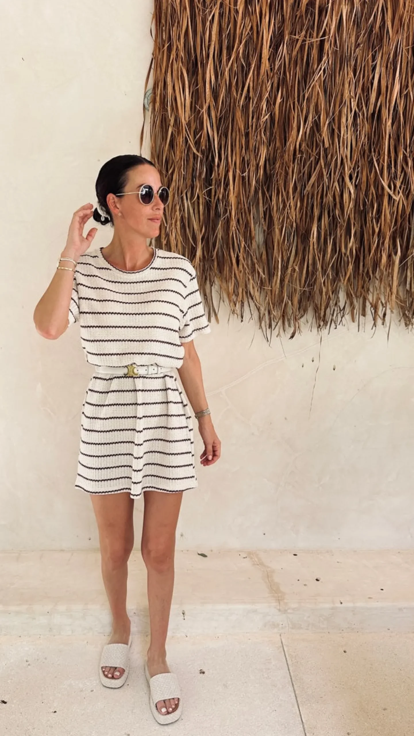SAN LUIS BEIGE STRIPED DRESS