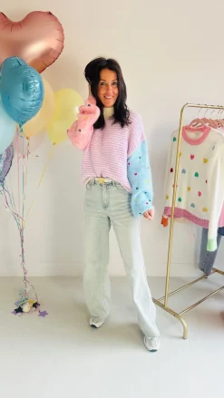 STRIPED HEARTS MULTICOLOR PULLOVER