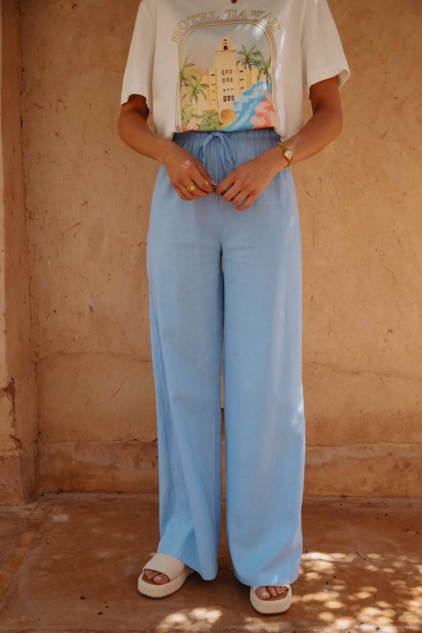 TANGIER BLUE LINEN PANTS